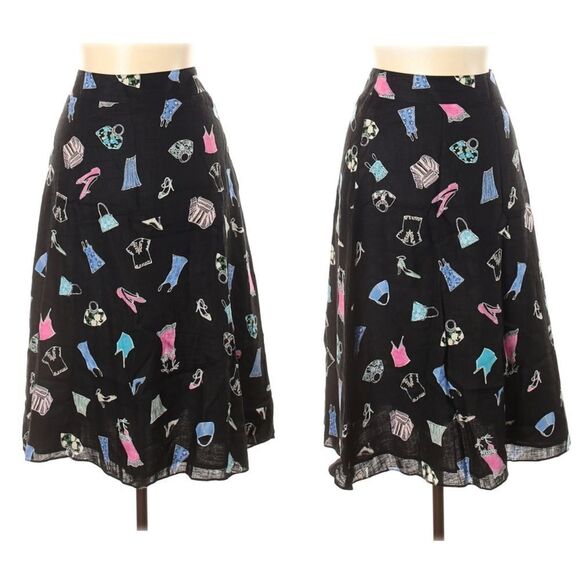 LIZ CLAIBORNE 100% Linen Fashionista Midi Skirt 10 - Picture 7 of 7